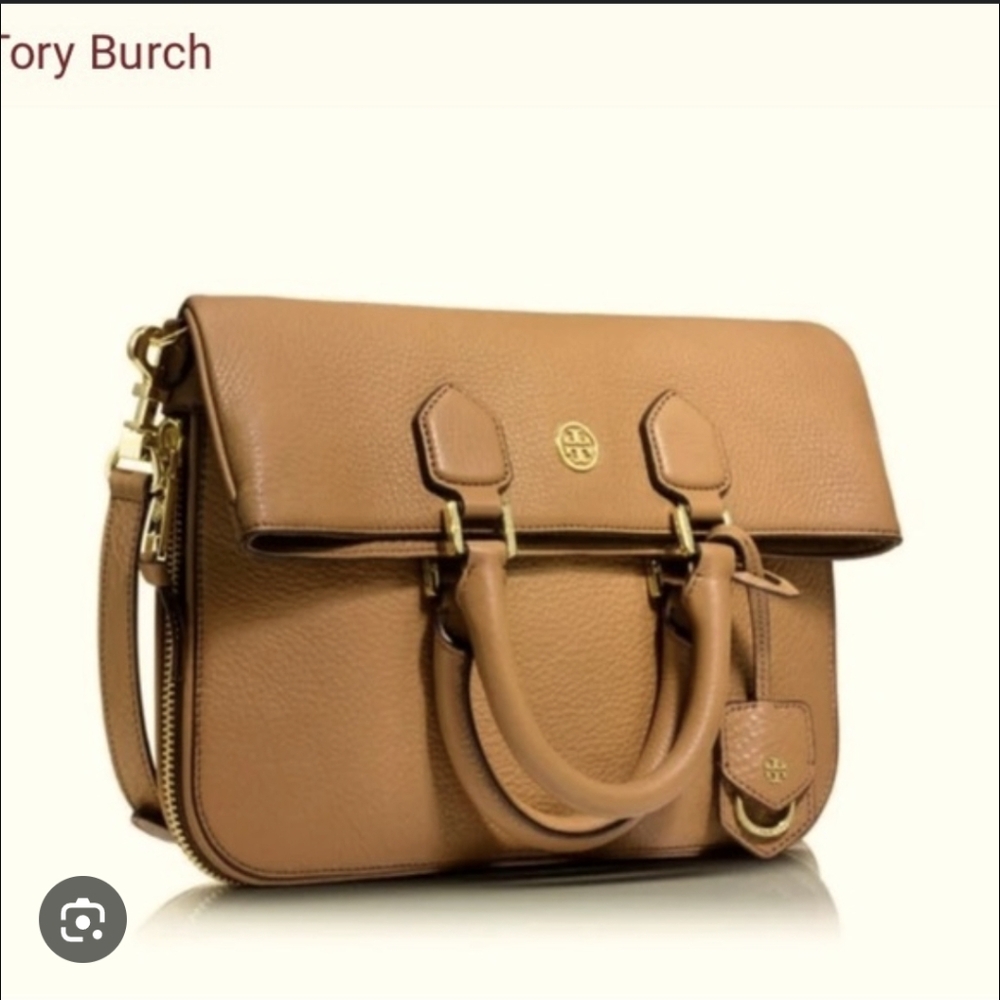 Tory Burch Robinson Pebbled Fold-Over Leather Messenger Bag
